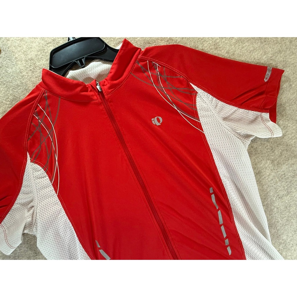 Pearl Izumi Elite Cycling Jersey Womens XL Red White In-R-Cool Short Sleeve Zip